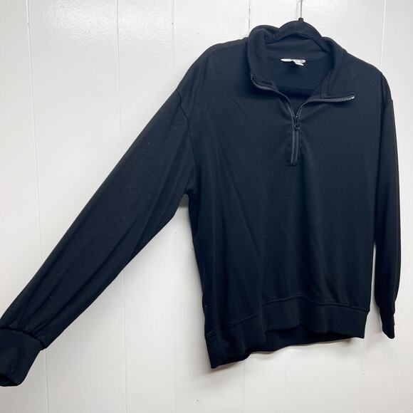 Three Dots 1/4 Zip Women's Black Pullover Sweatshirt Size Small - Picture 3 of 8